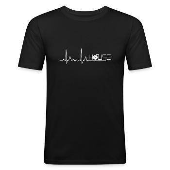 House Music Herzschlag EKG - Männer Slim Fit T-Shirt - Schwarz - Vorne - Nik (191cm)