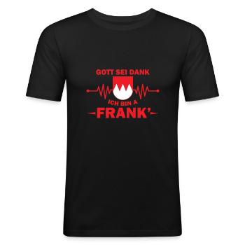 Gott sei Dank ich bin ein Frank Geschenk Design - Männer Slim Fit T-Shirt - Schwarz - Vorne - Nik (191cm)