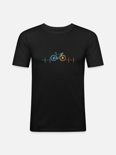 Vélo Heartbeat Cadeau Hobby - T-shirt près du corps Homme - noir