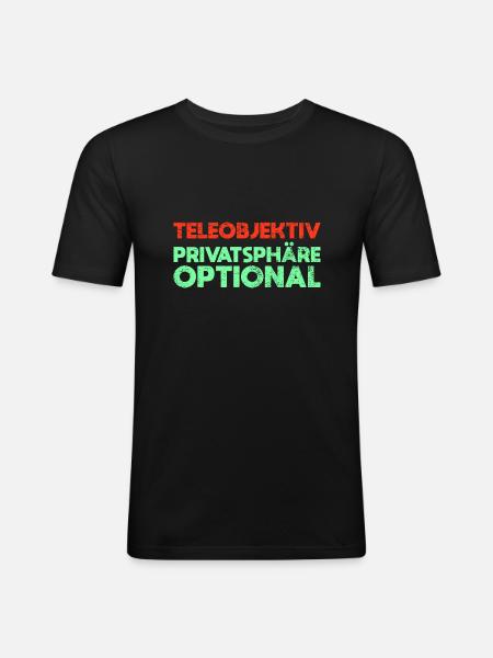 Teleobjektiv, Privatsphäre Optional - Männer Slim Fit T-Shirt - Schwarz