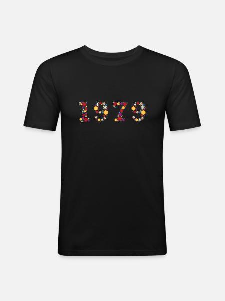 Year 1979 Flowers - Men's Slim Fit T-Shirt - black
