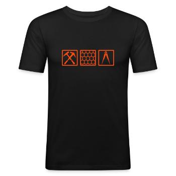 Dachdecker - Männer Slim Fit T-Shirt - Schwarz - Vorne - Nik (191cm)