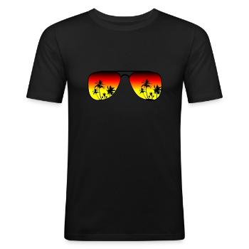 Sonnenbrille - Männer Slim Fit T-Shirt - Schwarz - Vorne - Nik (191cm)