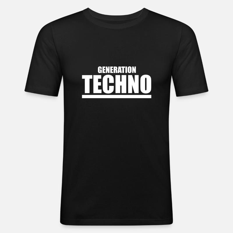 Generation Techno - Männer Slim Fit T-Shirt - Schwarz