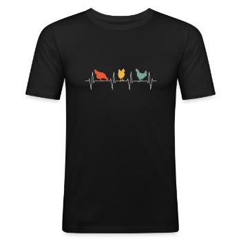 Chicken heartbeat chicken retro - Men's Slim Fit T-Shirt - black - Front - Nik (191cm)