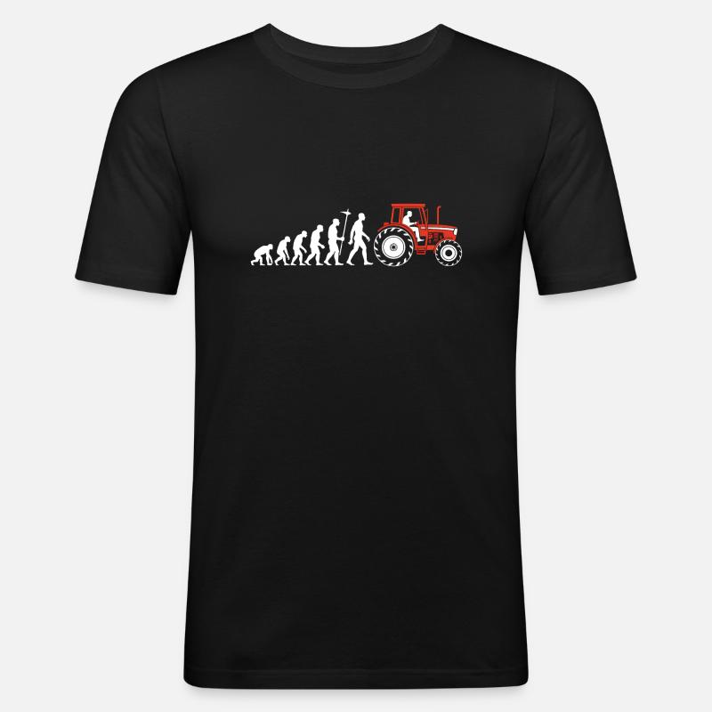 Evolution Farmer Farmer Traktor - Männer Slim Fit T-Shirt - Schwarz
