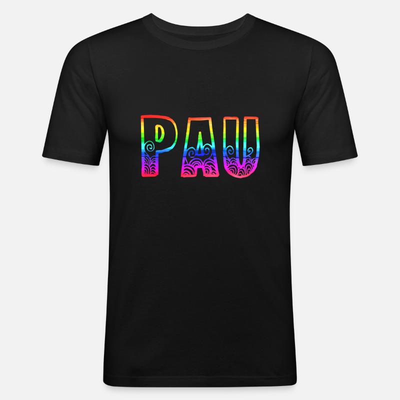 pau rs regenbogen - Männer Slim Fit T-Shirt - Schwarz
