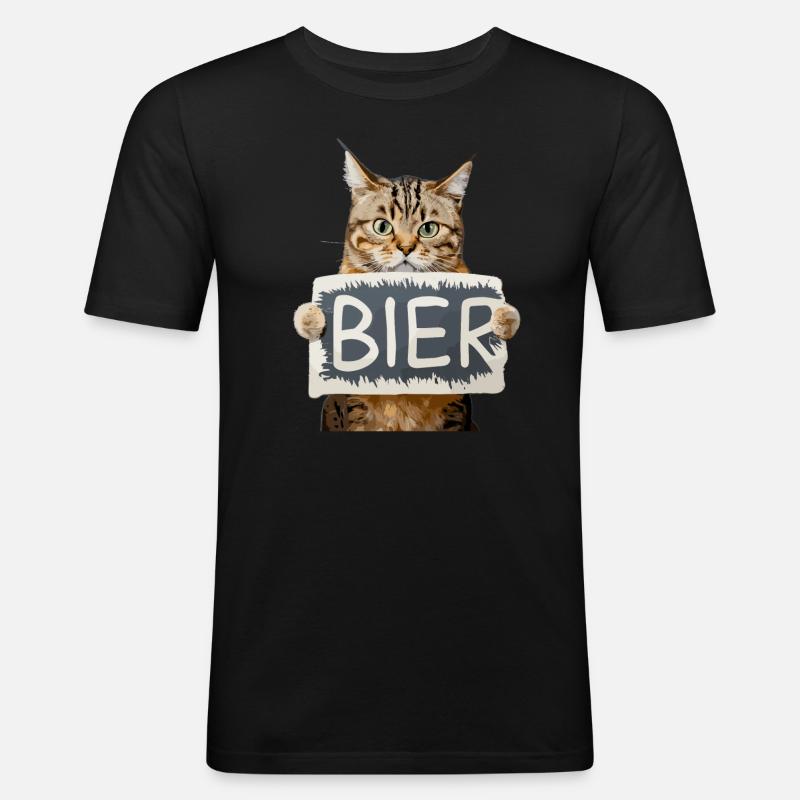 Bier - Männer Slim Fit T-Shirt - Schwarz