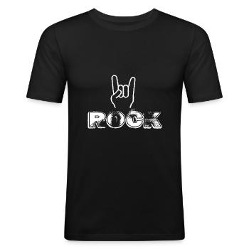 Rock N Roll - Männer Slim Fit T-Shirt - Schwarz - Vorne - Nik (191cm)