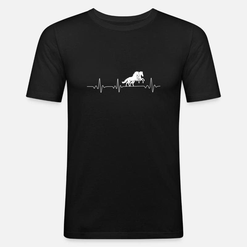 Herzfrequenz Pferde Horses - Männer Slim Fit T-Shirt - Schwarz