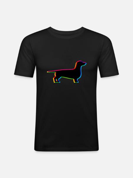 Teckel CMJN - T-shirt près du corps Homme - noir