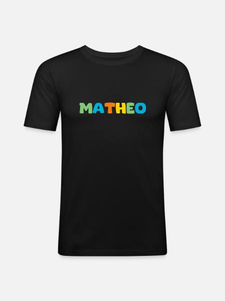 Name - Matheo - Männer Slim Fit T-Shirt - Schwarz