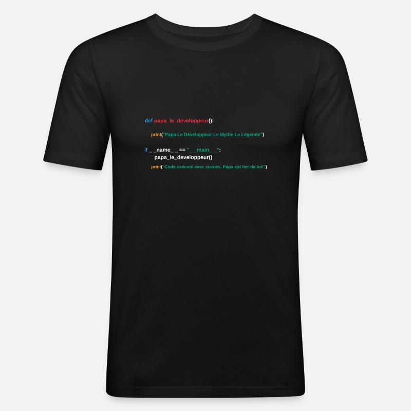 Code du programme Papa développeur - T-shirt près du corps Homme - noir