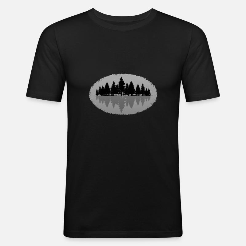 Wald Forest - Männer Slim Fit T-Shirt - Schwarz