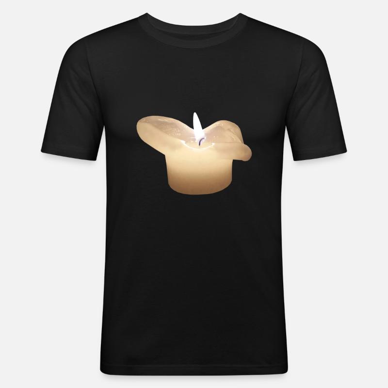 Kerze - Männer Slim Fit T-Shirt - Schwarz