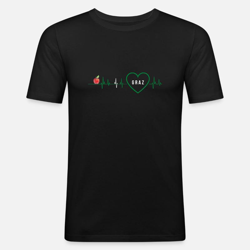 Graz Frequenz Puls Herz - Männer Slim Fit T-Shirt - Schwarz
