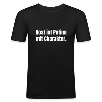 Rost ist Patina mit Charakter - Männer Slim Fit T-Shirt - Schwarz - Vorne - Nik (191cm)