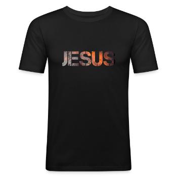Jesus, Jesus Name - Männer Slim Fit T-Shirt - Schwarz - Vorne - Nik (191cm)
