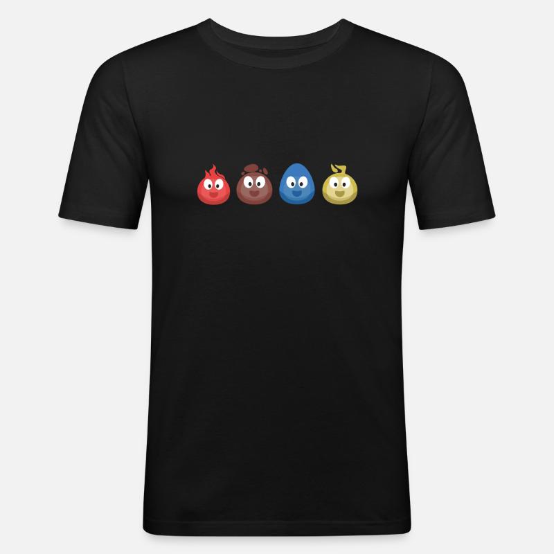4 éléments (feu, terre, eau, air) (bulle) - T-shirt près du corps Homme - noir