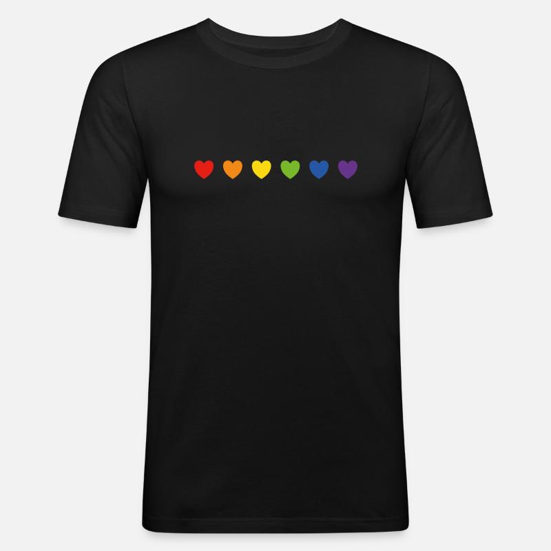 Rainbow pride hearts - Men's Slim Fit T-Shirt - black