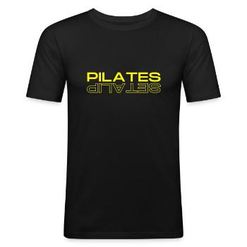 Miroir Pilates Reflet - T-shirt près du corps Homme - noir - Devant - Nik (191cm)