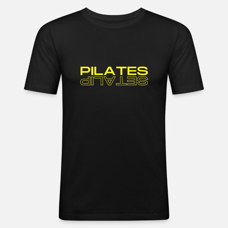 Pilates Mirror Reflection - Männer Slim Fit T-Shirt - Schwarz