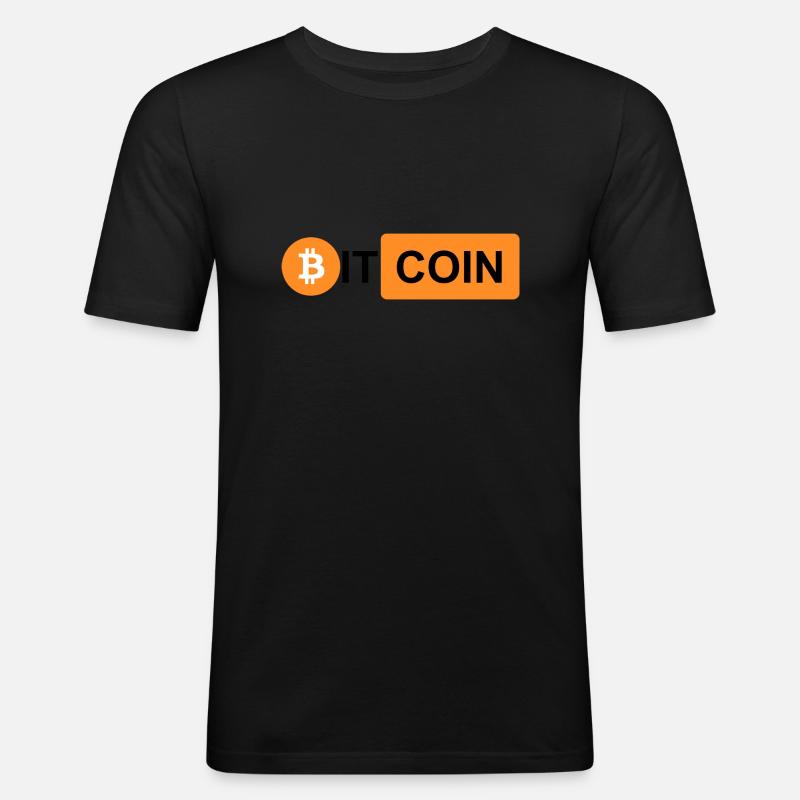 Krypto Bitcoin BTC prn 3 - Männer Slim Fit T-Shirt - Schwarz