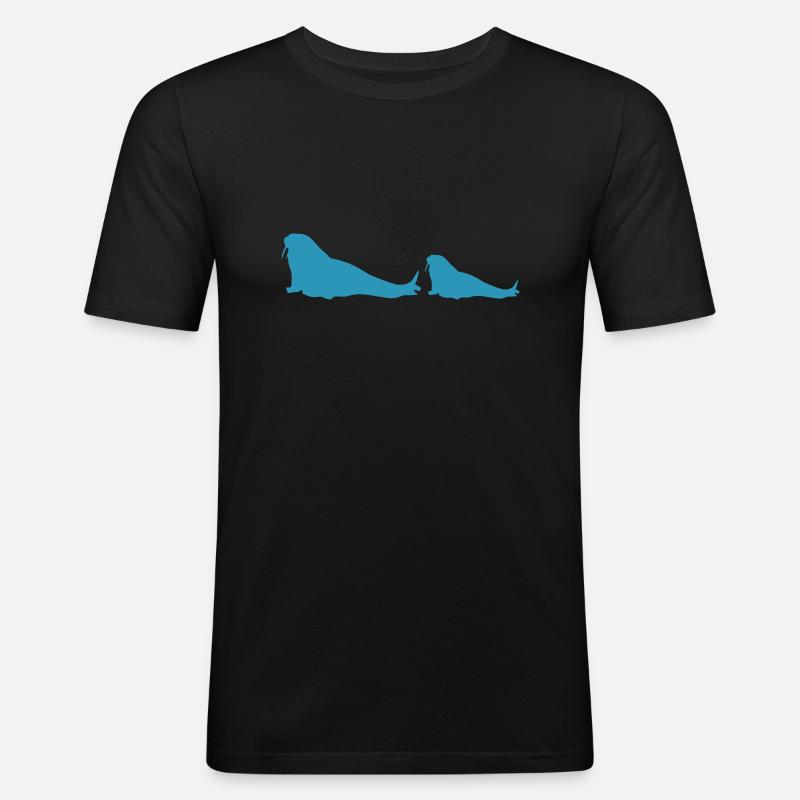 walross 2 - Männer Slim Fit T-Shirt - Schwarz
