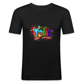 Graffiti Hip Hop Art Berlin - Men's Slim Fit T-Shirt - black - Front - Nik (191cm)