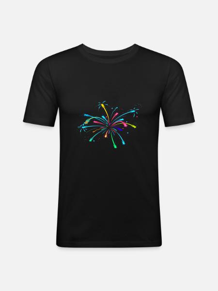 Fireworks - Männer Slim Fit T-Shirt - Schwarz
