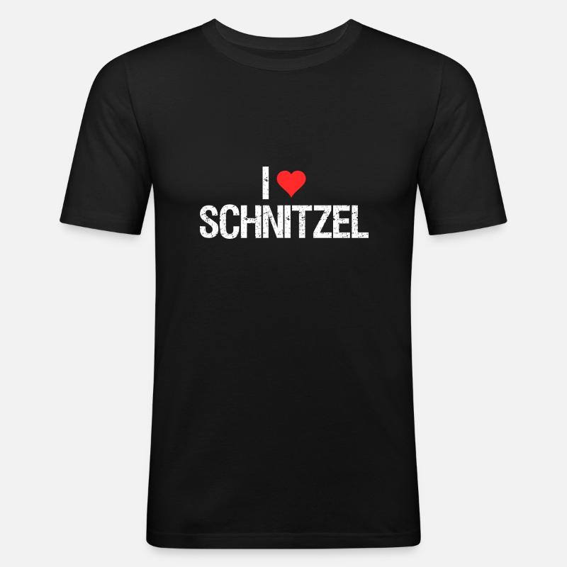 Ich liebe Schnitzel - Männer Slim Fit T-Shirt - Schwarz