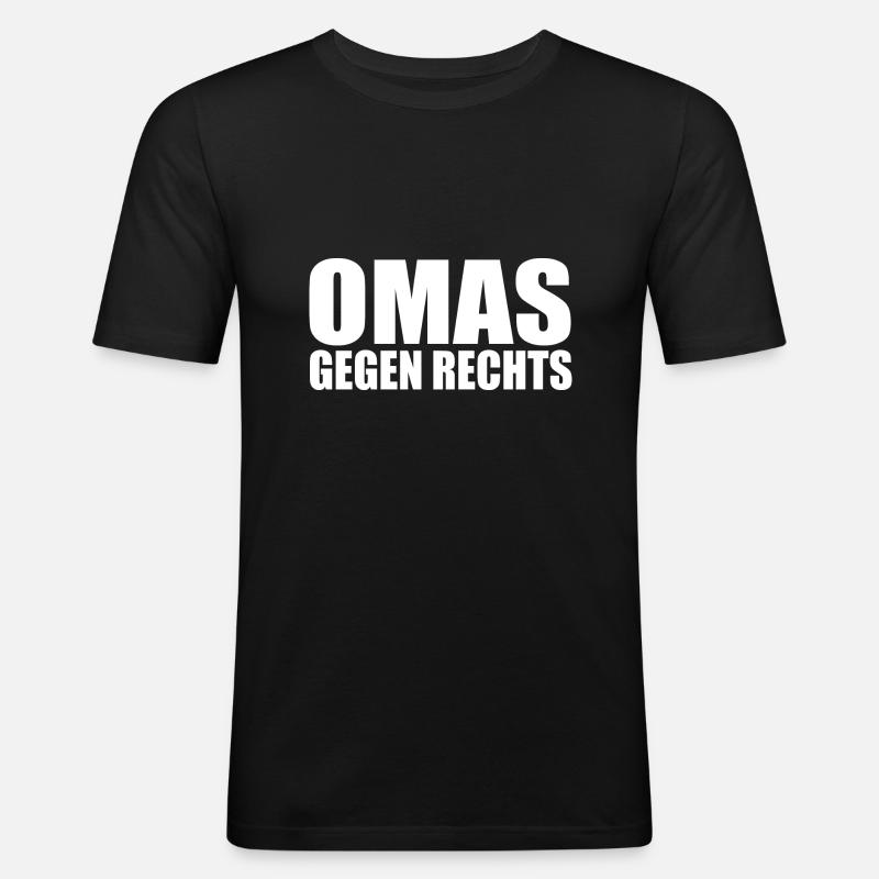 Omas gegen rechts - Männer Slim Fit T-Shirt - Schwarz