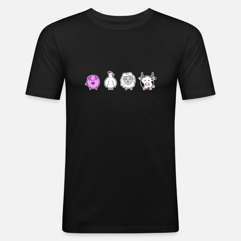 Bauernhoftiere - Männer Slim Fit T-Shirt - Schwarz