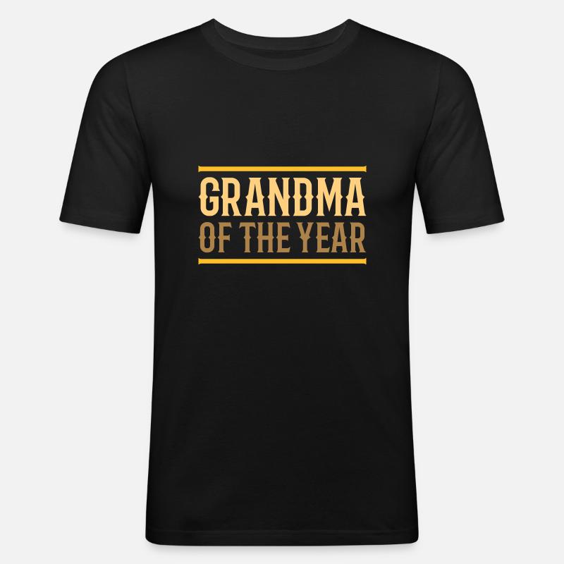 Grand-mère de l’année (lignes) - T-shirt près du corps Homme - noir