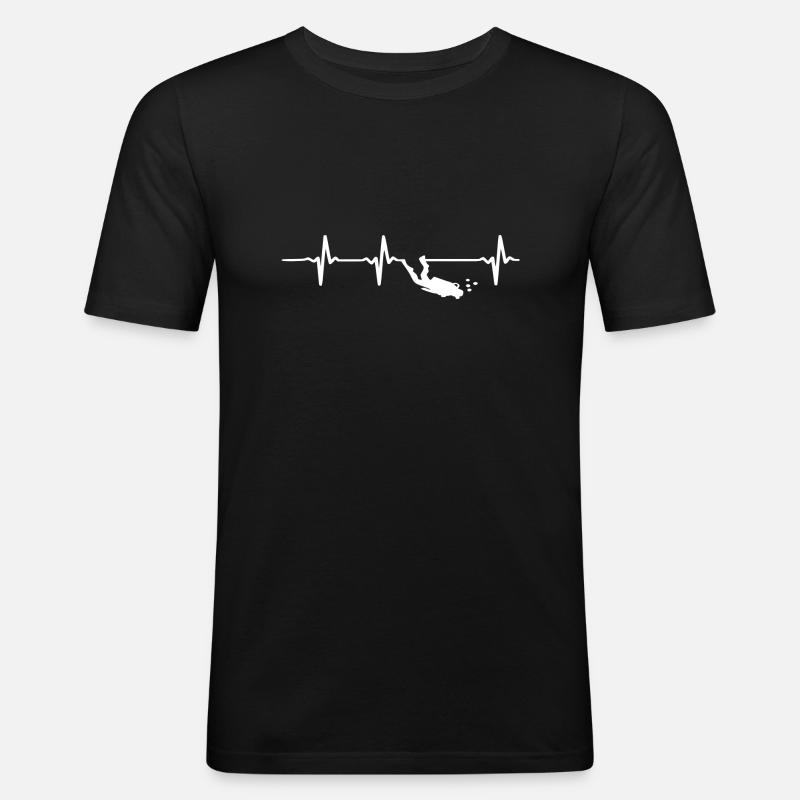 Diver Heartbeat Dive Dive - Men's Slim Fit T-Shirt - black