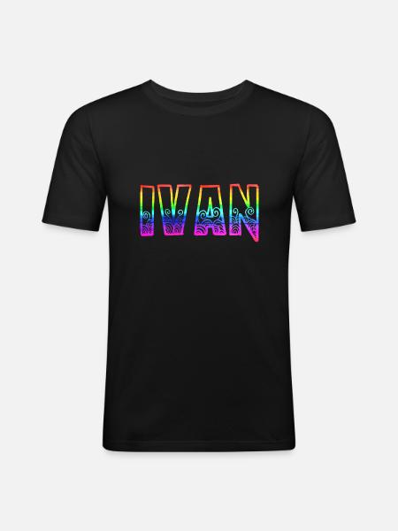 ivan rs regenbogen - Männer Slim Fit T-Shirt - Schwarz