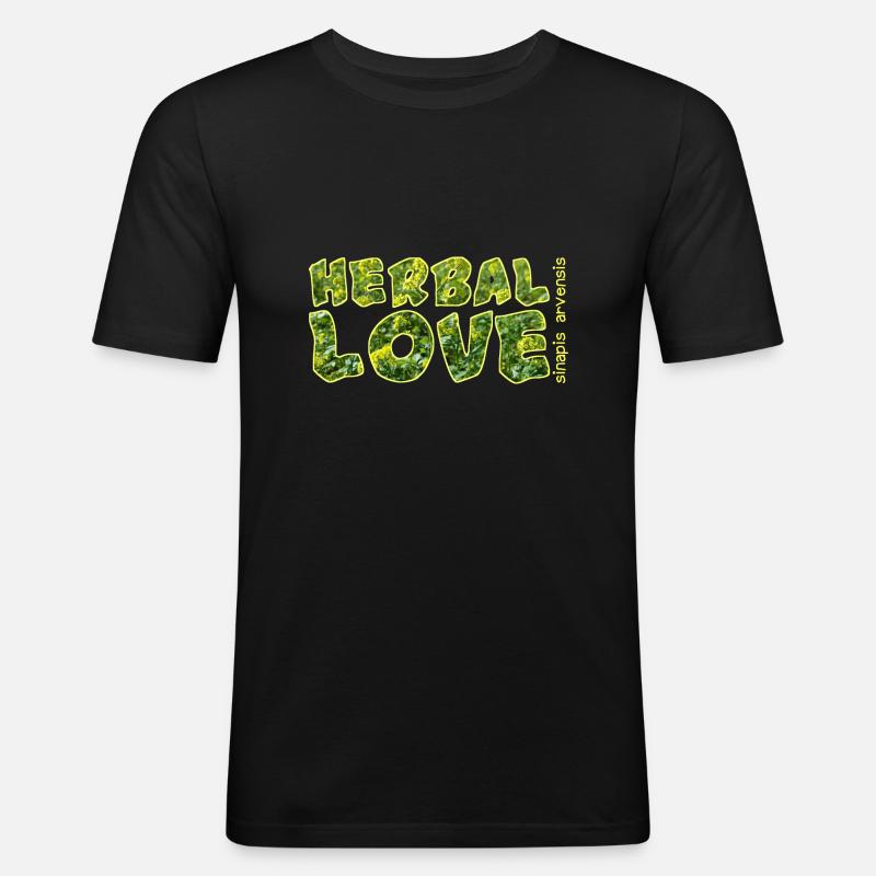 herbal love ackersenf - Männer Slim Fit T-Shirt - Schwarz
