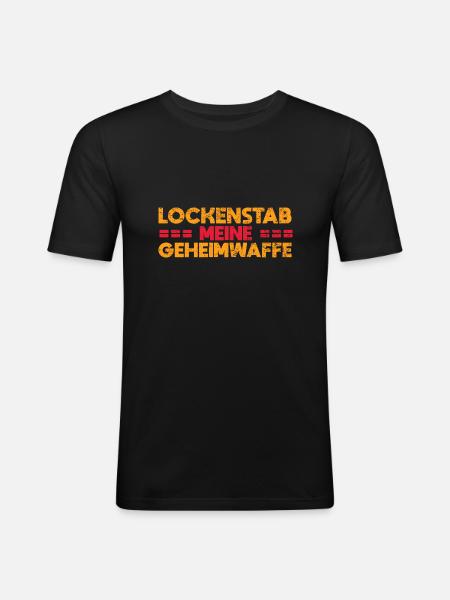 Lockenstab: Meine Geheimwaffe - Männer Slim Fit T-Shirt - Schwarz