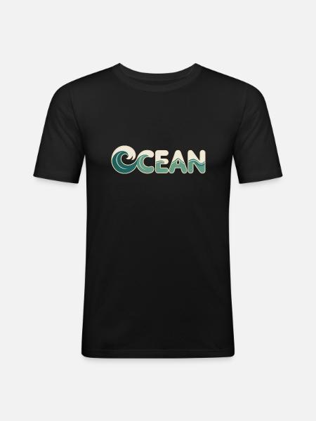Ocean - Cool Surfer Logo - Men's Slim Fit T-Shirt - black