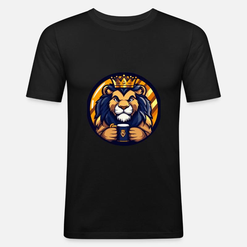 Löwe Bier - Männer Slim Fit T-Shirt - Schwarz