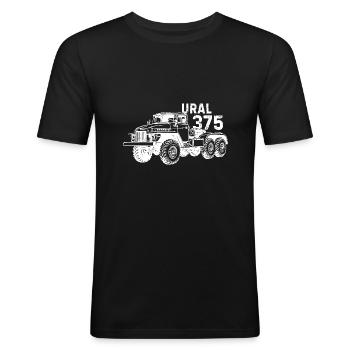 Ural 375 Fahrer sowjetische Beruf USSR - Männer Slim Fit T-Shirt - Schwarz - Vorne - Nik (191cm)