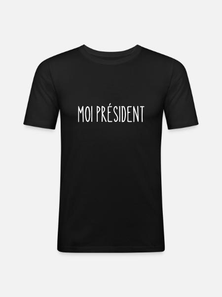moi président - T-shirt près du corps Homme - noir