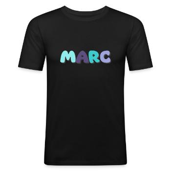 Name - Marc - Männer Slim Fit T-Shirt - Schwarz - Vorne - Nik (191cm)
