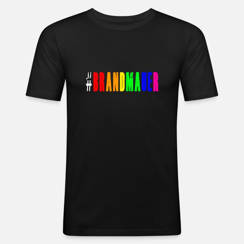 Brandmauer Regenbogen Vielfalt - Männer Slim Fit T-Shirt - Schwarz