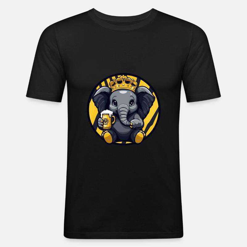 Elefant Bier - Männer Slim Fit T-Shirt - Schwarz