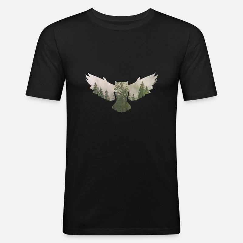 wald 3 in eule - Männer Slim Fit T-Shirt - Schwarz