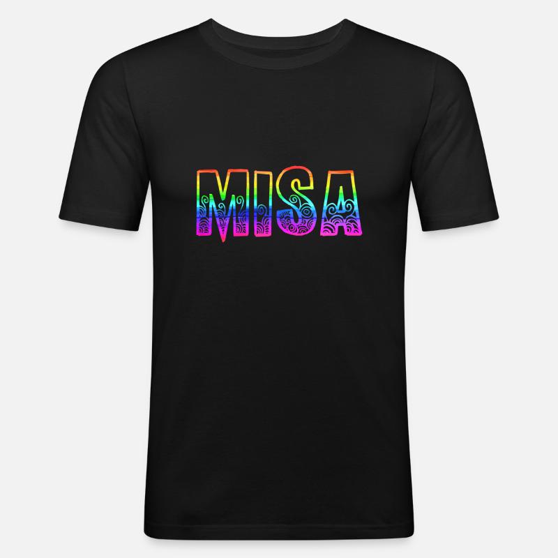 misa rs regenbogen - Männer Slim Fit T-Shirt - Schwarz