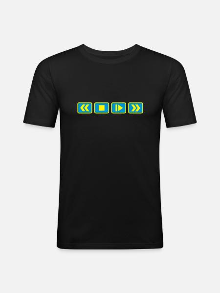 play_button_2_f2 - Männer Slim Fit T-Shirt - Schwarz