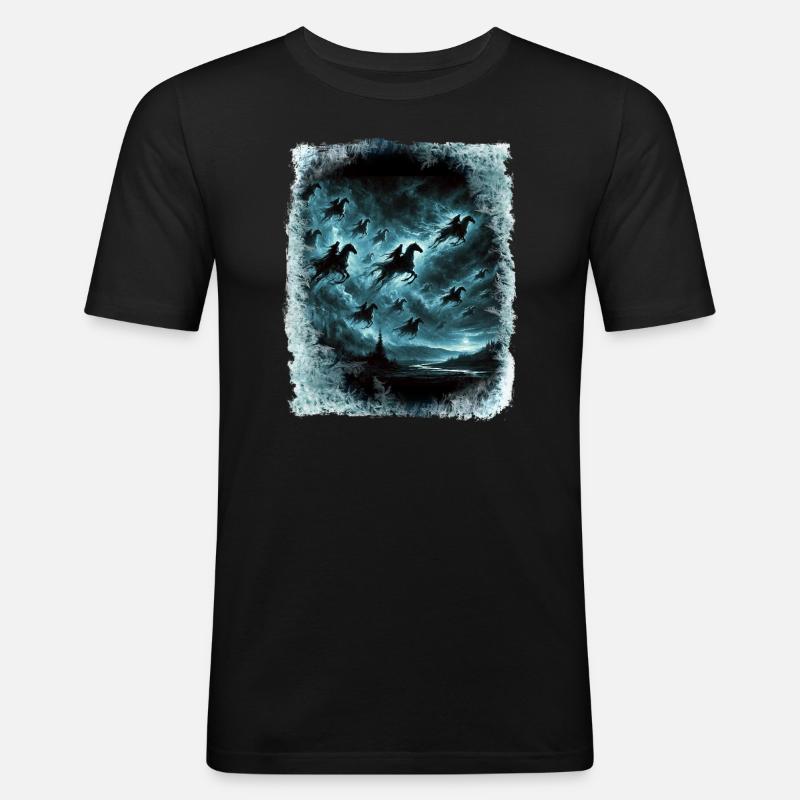 Wilde Jagd durchquert den Himmel - Männer Slim Fit T-Shirt - Schwarz
