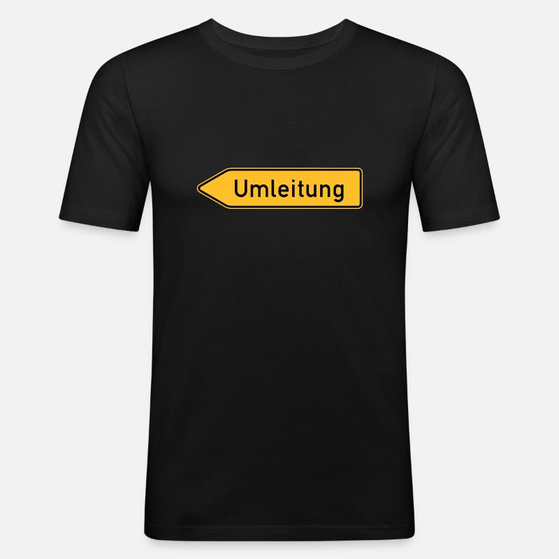 Umleitung Links - Männer Slim Fit T-Shirt - Schwarz